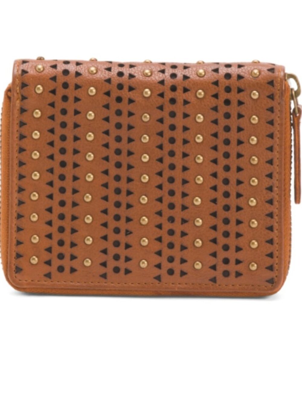 NWT VILENCA Leather Medium Zip Around Studded Bifold Design Wallet 5in W x 4in H